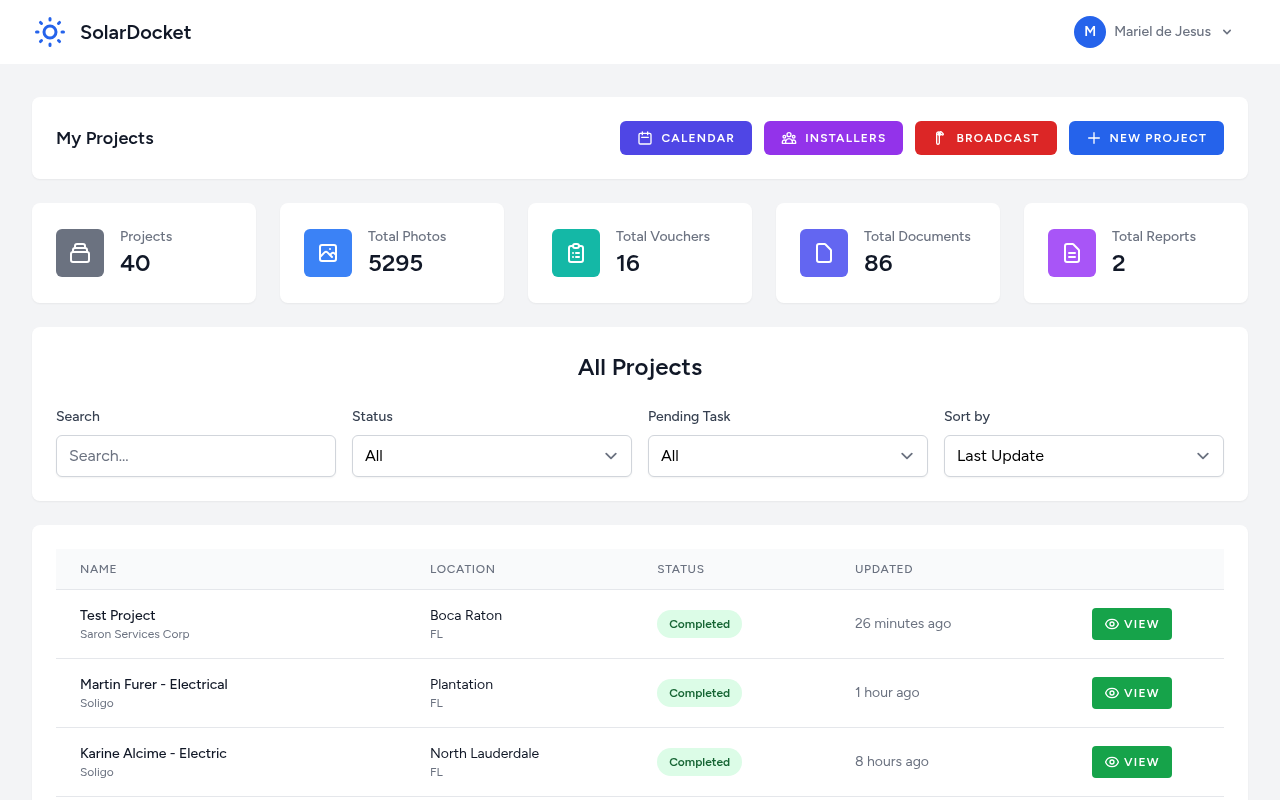 SolarDocket Dashboard